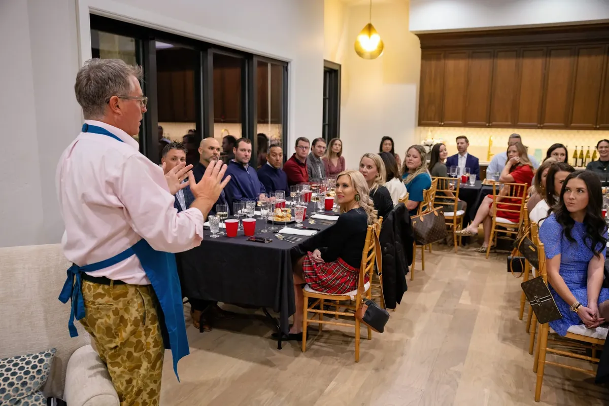 Wine presentation for a private dining group